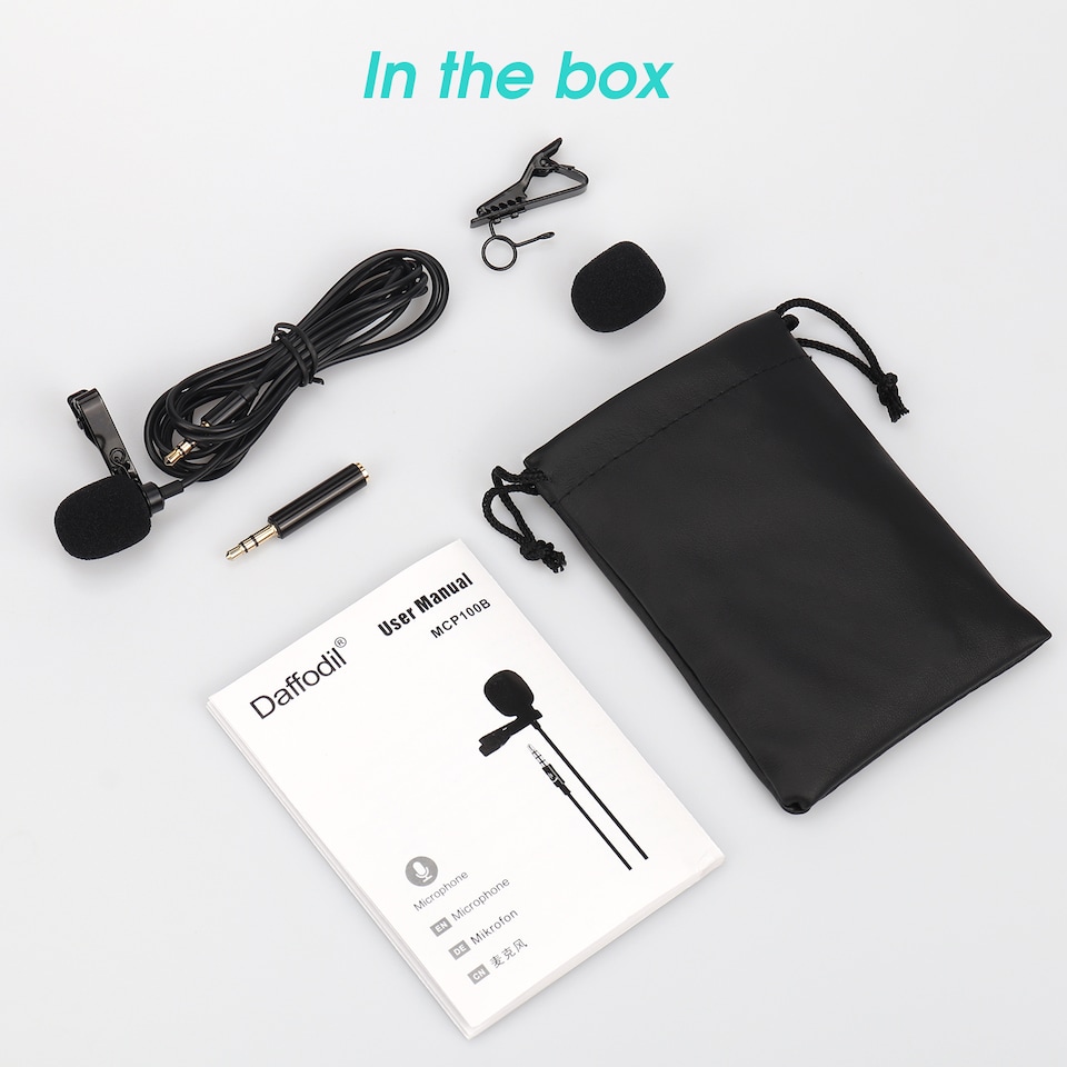 image 1 of Lavalier Lapel Microphone Clip-On Omnidirectional TRRS TRS - Daffodil MCP100