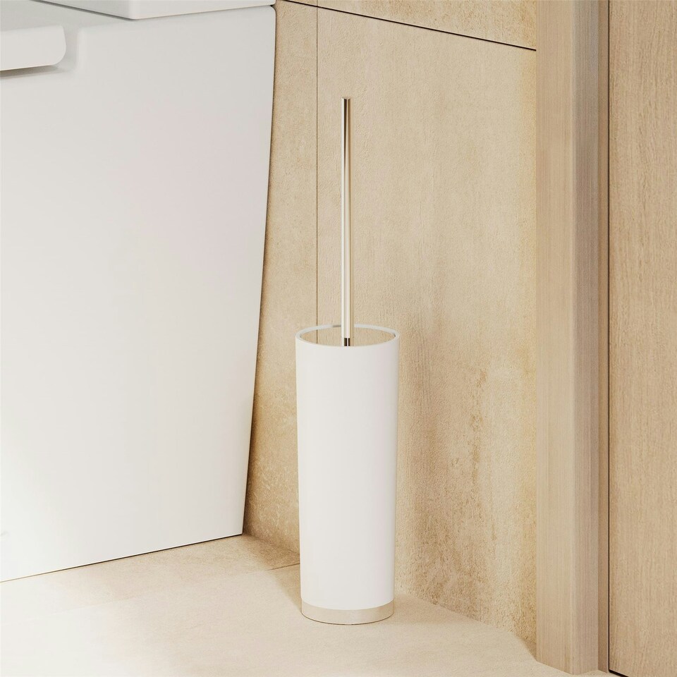 image 1 of Cosmic Toilet Brush Holder w/ Pitch Screws & Durable Brass for Bathroom, Silver