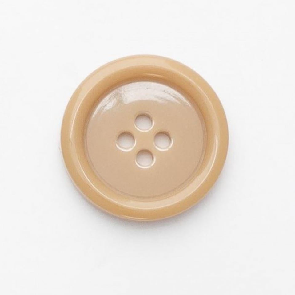 Minerva Beige Round 4 Hole Plastic Coat Buttons for Dressmaking - 15mm - per value pack of 100