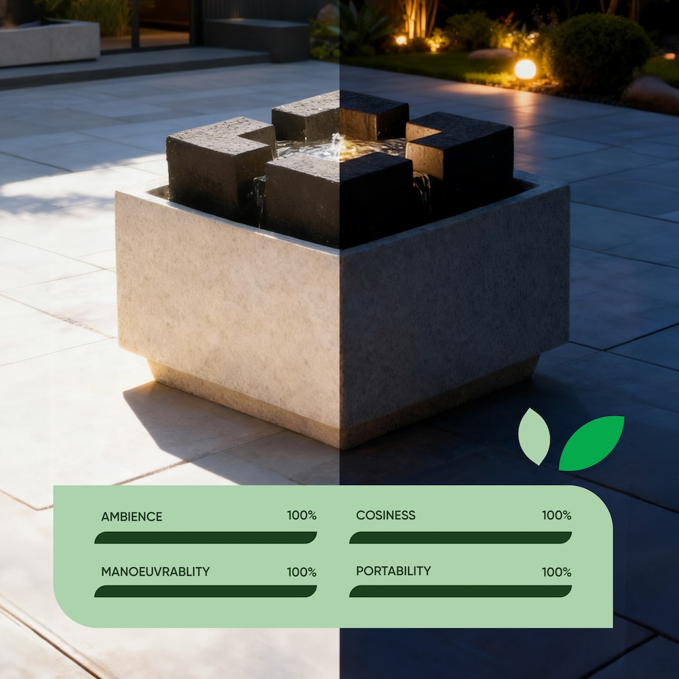 image 1 of Gardenwize Solar Powered Granite Oasis Solar Water Feature