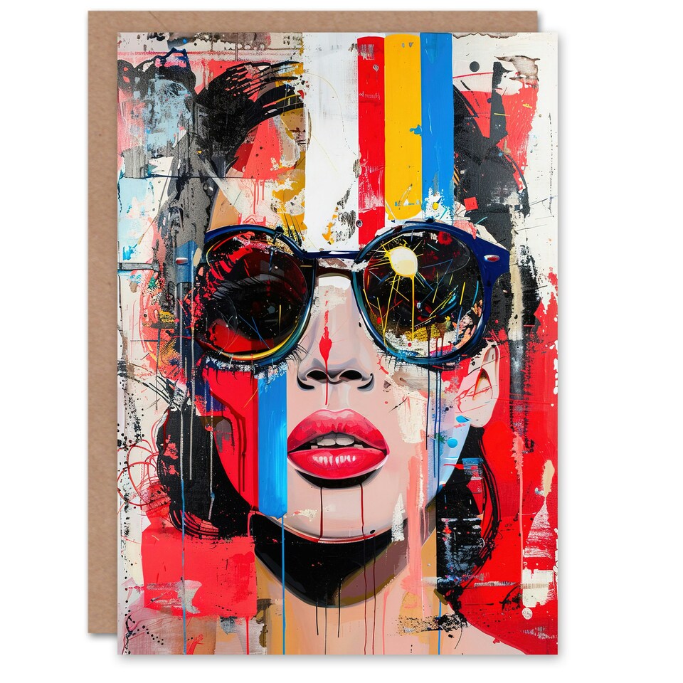 image 1 of Beautiful Vintage Lady Shades Street Graffiti Him Her Birthday Card
