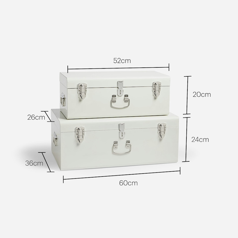 image 1 of BTFY Set of 2 Cream Stainless Steel Storage Trunks