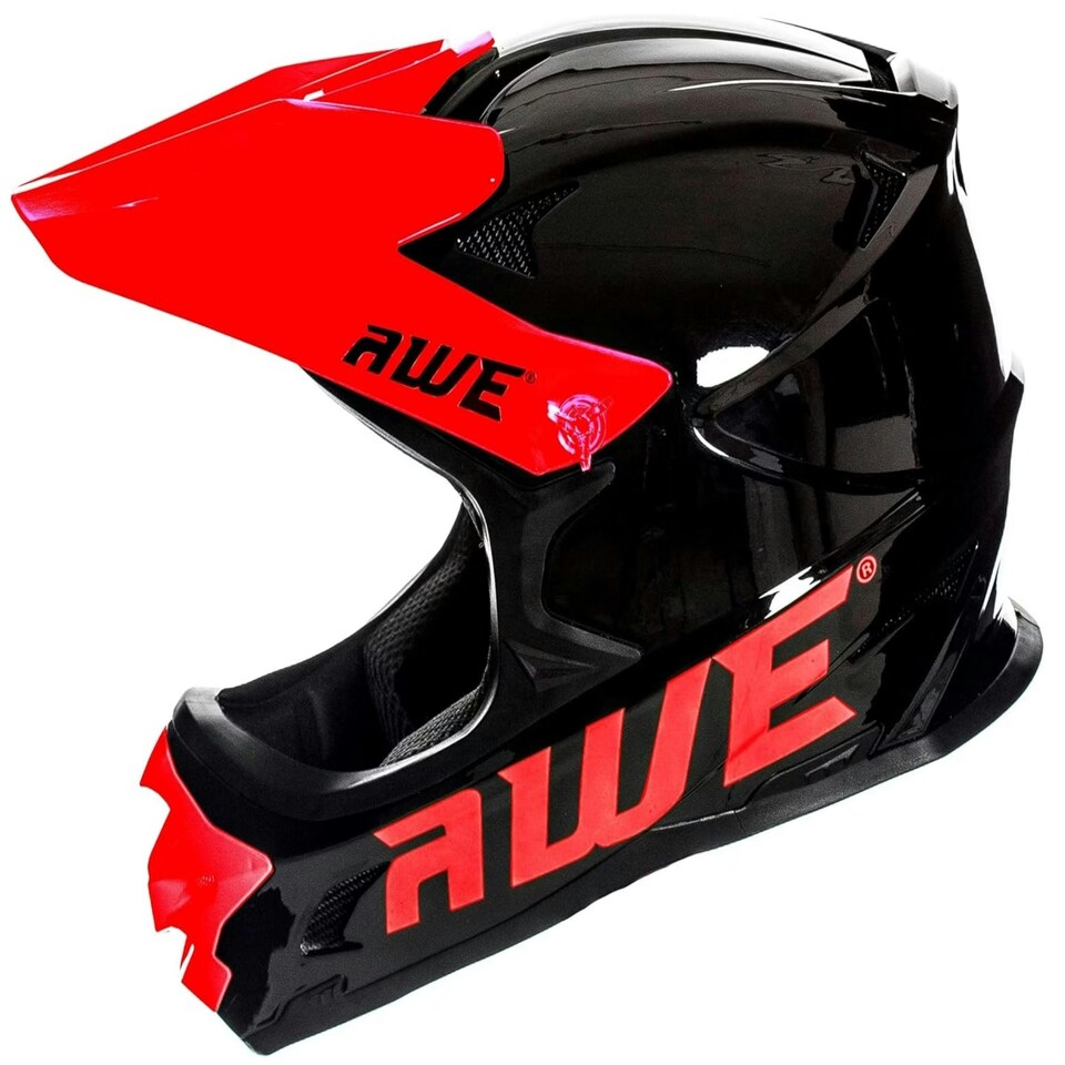 image 1 of AWEBlast BMX/Downhill/Full Face/Enduro Bike Helmet Black Red Large 58-60cm Black | L