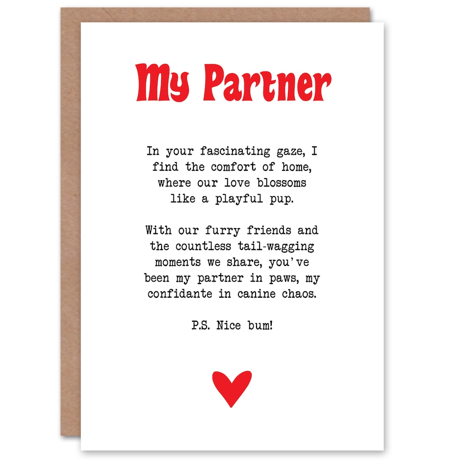 image 1 of Greeting Card Love Poem Dog Lover Partner Romantic Poetry Anniversary