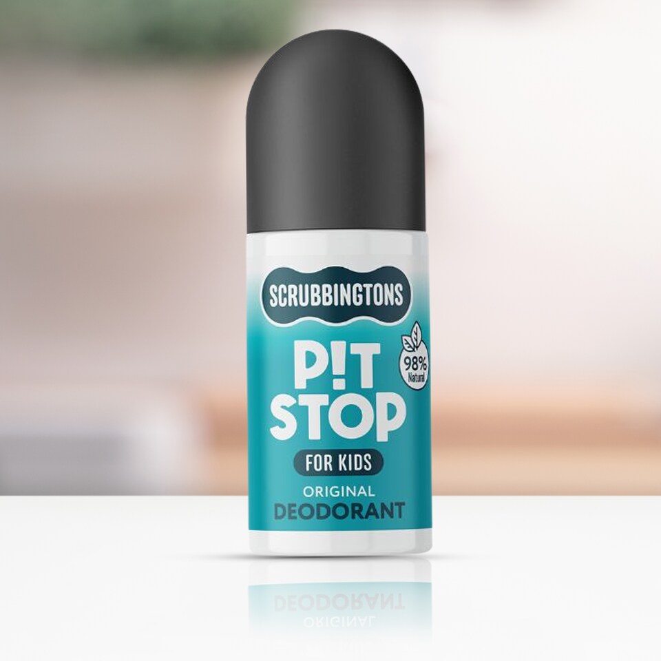 image 1 of Scrubbingtons Pit Stop Kids Deodorant Natural Roll On For Children, Teens Natural Ingredients For Sensitive Skin Paediatrician approved, Aluminium & Alcohol Free, Original, 75ml x 4 | White | 4