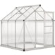 image 1 of Outsunny 6x6ft Walk-In Polycarbonate Greenhouse Plant Grow Aluminium Frame | Silver | Silver Tone, Clear | 190L x 192W x 201H cm
