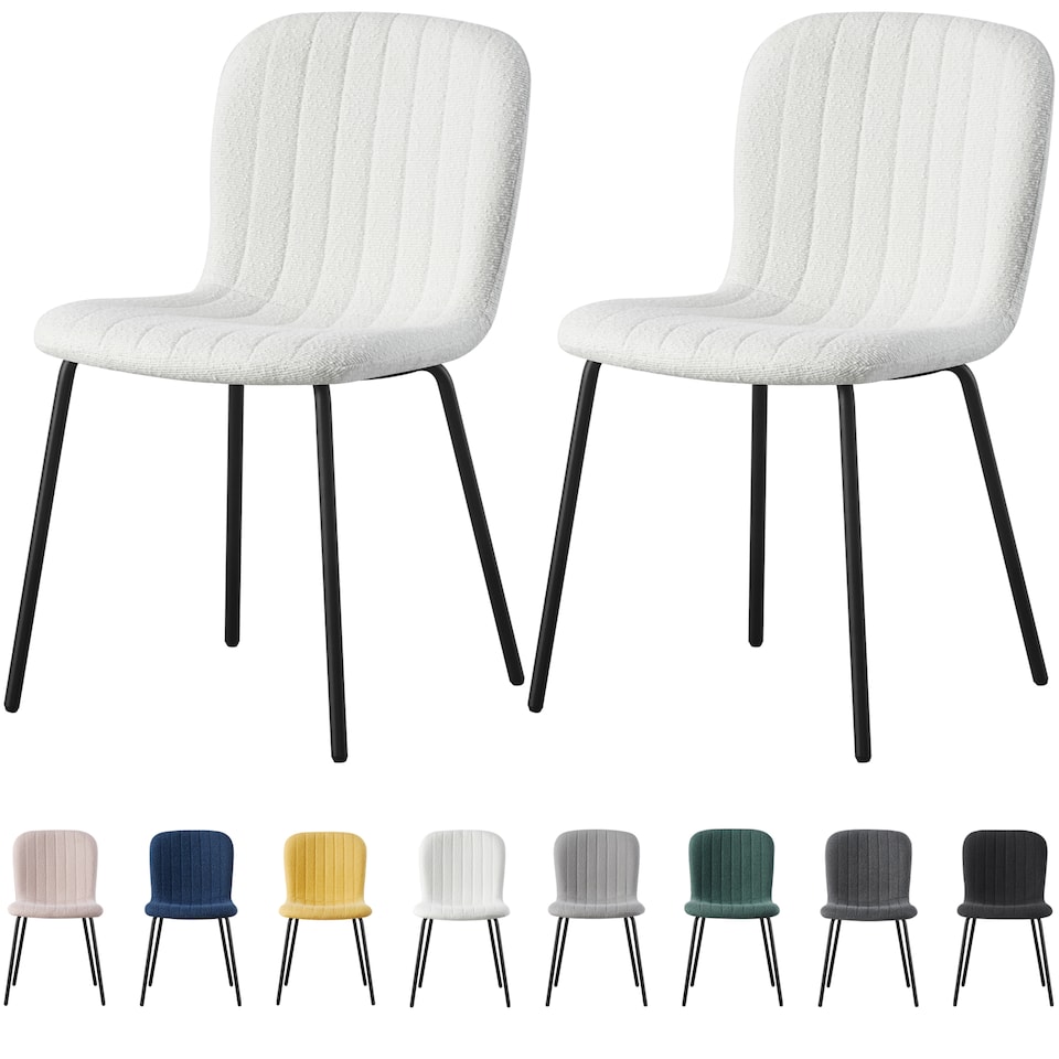 image 1 of Set of 2 Teddy Faux Fur Stitched Design Dining Chairs Beige White Bella by MCC
