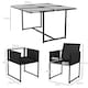 image 5 of Outsunny 5 Piece Garden Dining Set, 4 Seater Outdoor Table and Chairs with Texteline Seat, Space Saving Cube Set with Foldable Backrest, Tempered Glass Table Top, for Patio, Black