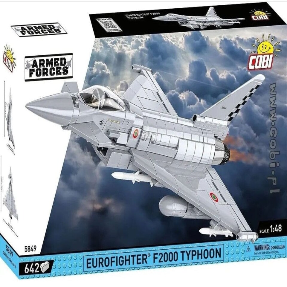 image 1 of Eurofighter Typhoon (Italy) brick plane model - COBI 5849 - 642 bricks