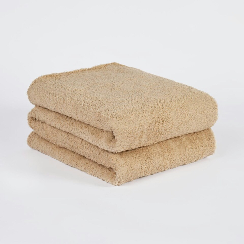 Brentfords Soft Teddy Fleece Blanket Throw, 125x150cm Latte Beige