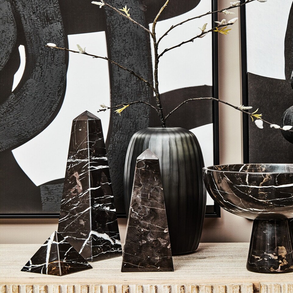 image 1 of Interiors by Premier Small Black Marble Obelisk,Sturdy Base Large Marble Obelisk, Easy to Clean Marble Obelisk