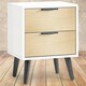 image 1 of Oak and Matt White 2 Drawer Bedside Table