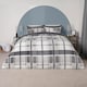 image 1 of OHS Check Printed Teddy Fleece Duvet Cover and Pillowcase Set, King - Charcoal