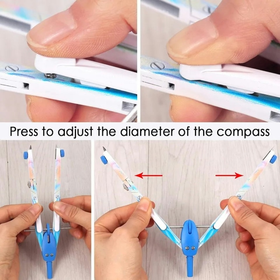 image 1 of Metal Zinc Alloy Adjustable Compass Divider Math Set