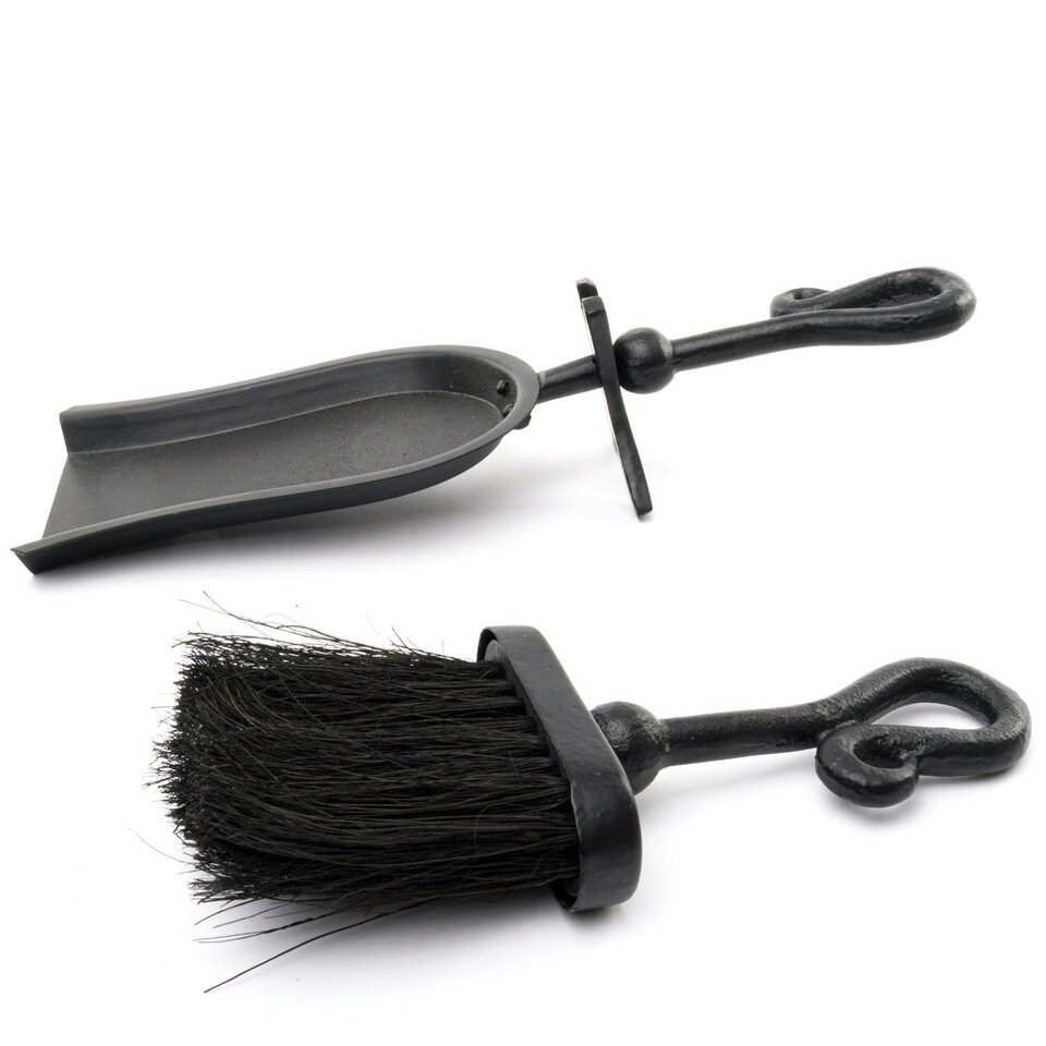 image 1 of Hill Interiors Crook Handle Hearth Tidy - Black - One Size