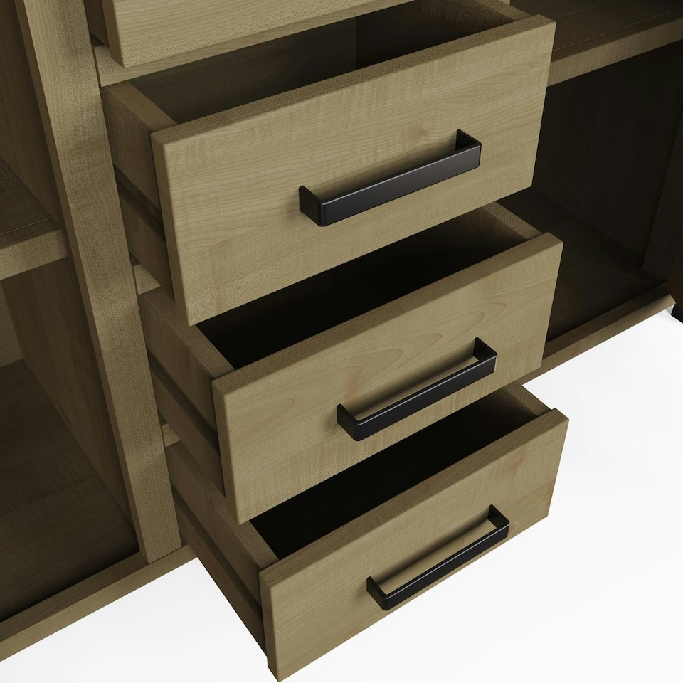 image 1 of Lowry 2 Door 4 Drawer Large Sideboard Driftwood Lacquered Solid Reclaimed Pine Brown