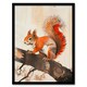 image 1 of Red Squirrel On Tree Branch Drawing Living Room Black Framed Wall Art Print A4