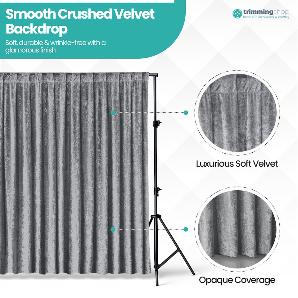 image 1 of 3x3m Crushed Velvet Backdrop, 8cm Rod Pocket Photography Background