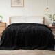 image 2 of Ribbed Jacquard Fleece Blanket Throw 200x240cm - Soft & Cosy Bed Throw