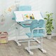 image 4 of COSTWAY Kids Study Desk & Chair Set Height-Adjustable Children Study Desk-Blue