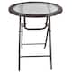 image 8 of Outsunny Folding Rattan Garden Dining Table, 68 cm Round Rattan Garden Table with Water Ripple Tempered Glass Top, Wicker Edging and Steel Frame for Outdoor, Patio, Brown