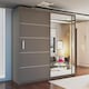 image 2 of Stylish 120cm Sliding Wardrobe with Full Mirror Door & Lined Panel Design | White, Black, Grey Finish Grey | Grey120cm
