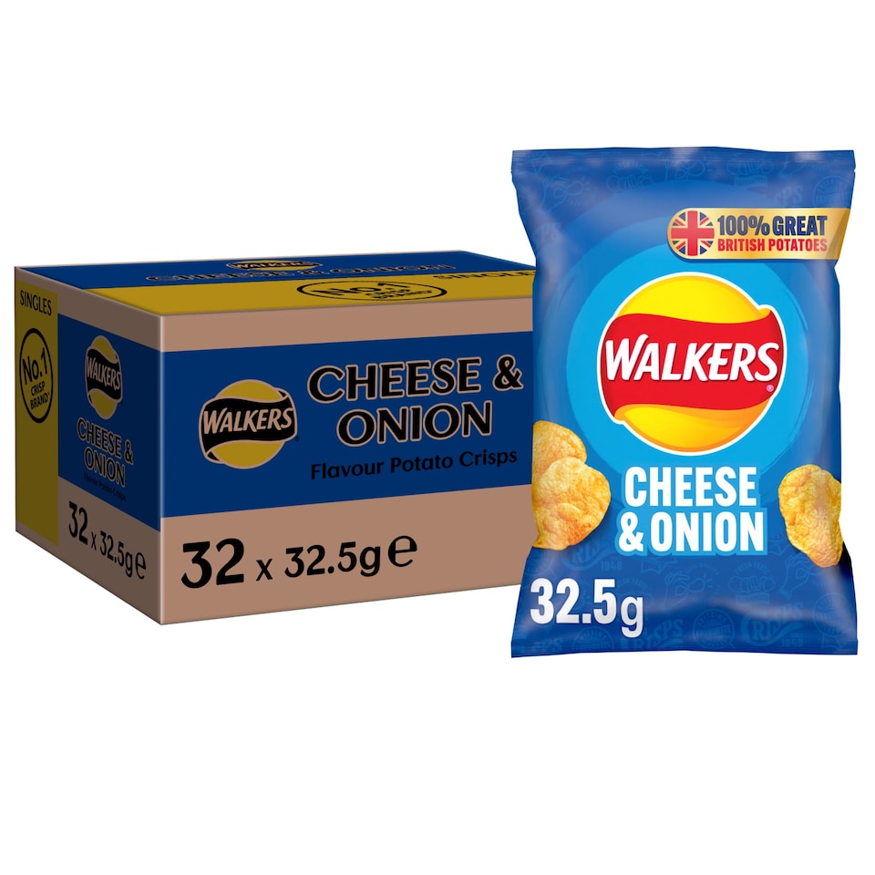 Walkers Cheese & Onion Crisps 32.5g (case of 32)