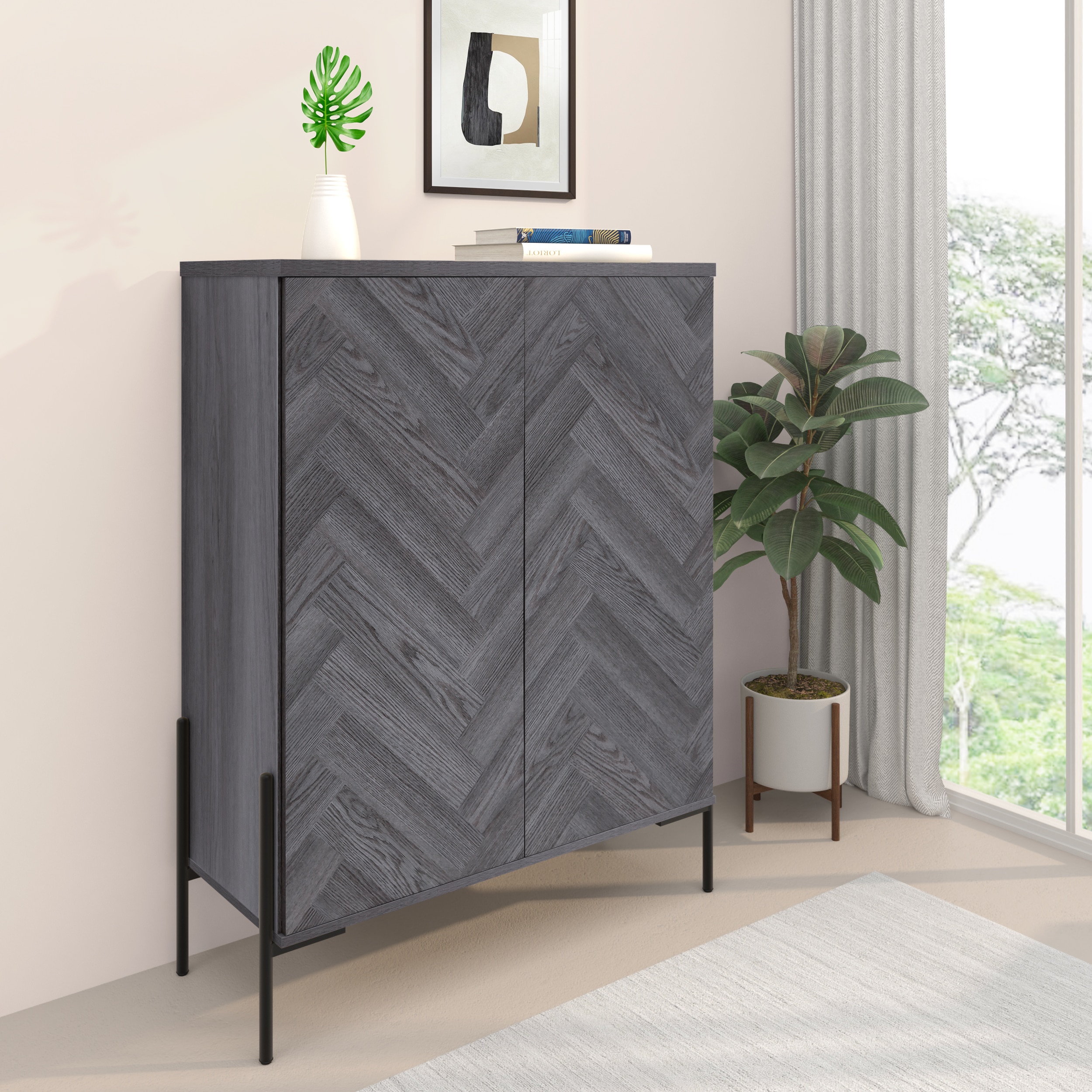 Dorel Home Charlene HBoard 2D Grey Fish OakGrey Oak, Grey
