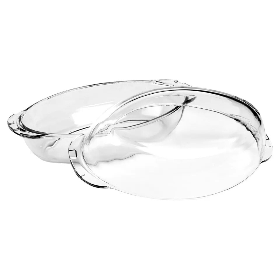 image 1 of 2.25L Borcam Oval Casserole Glass Dish with Lid