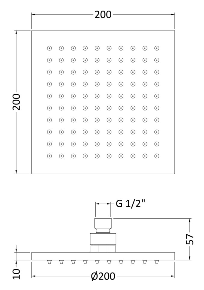 image 1 of Square LED Fixed Shower Head Chrome 200mm