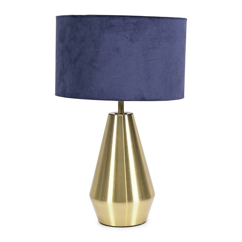 image 1 of ValueLights Jax Gold Metal Touch Dimmer Table Lamp with Navy Blue Velvet Shade