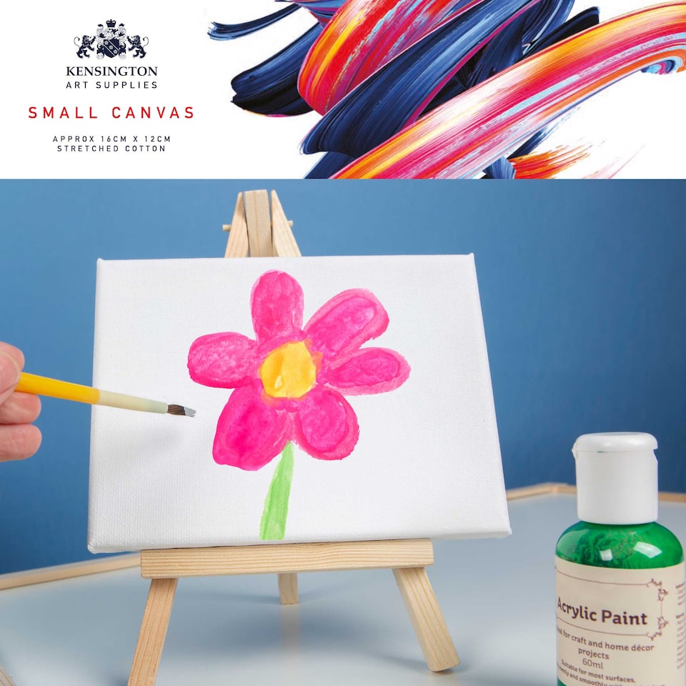 image 1 of PMS Small Canvas & Wooden Easel Set - 16 x 12 cm cotton canvas