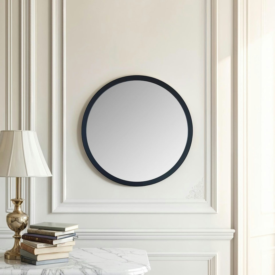 image 1 of Classic Round Contemporary Mirror Black Black | 60x60x2cm