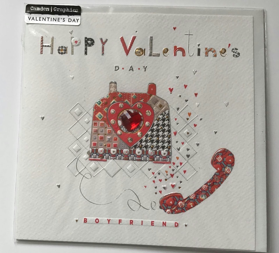 image 1 of Boyfriend Beautiful Phone Call Love heart Design Valentine's Day Card