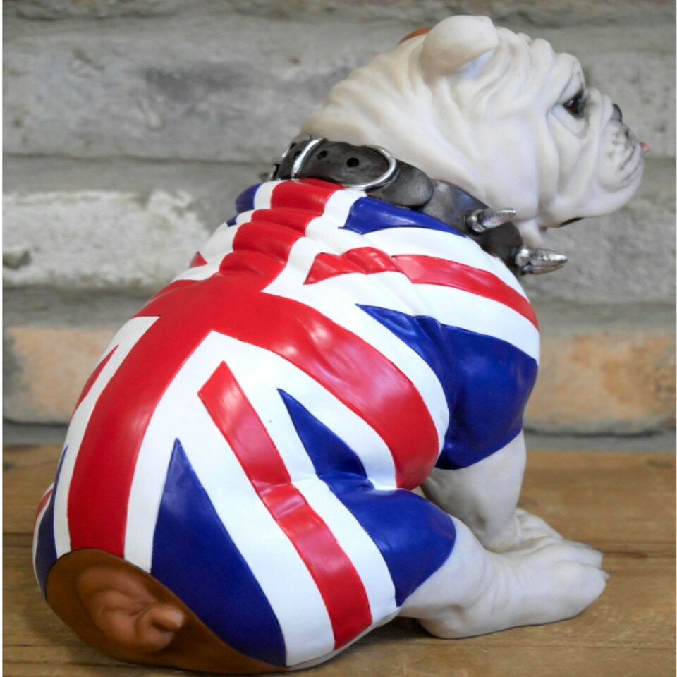 image 1 of Sitting British English Bulldog In Union Jack Coat Figurine