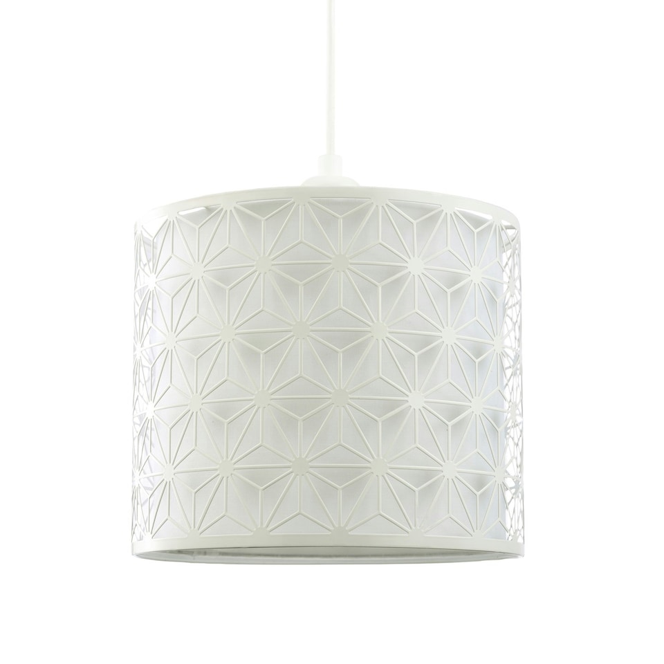 image 1 of Modern Geometric Pendant Lighting Shade with Inner White Cotton Drum Diffuser