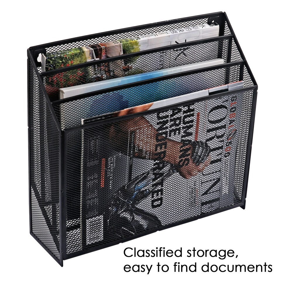 image 1 of Wire Mesh Magazine Holder with Hanging Holes