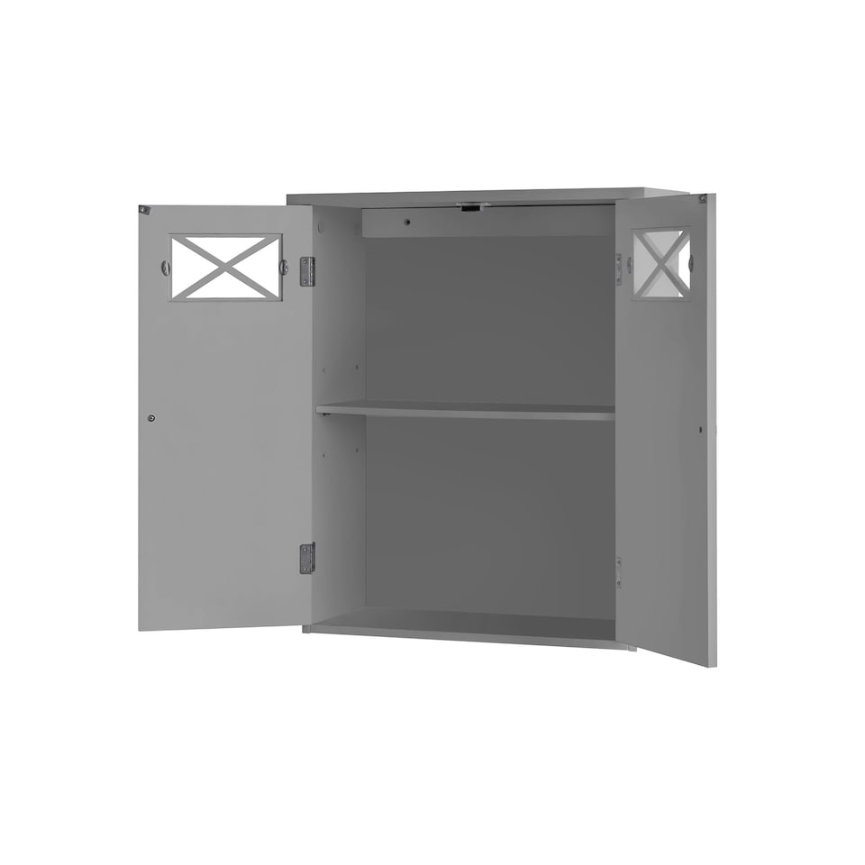 image 1 of Teamson Home Bathroom Wall Cabinet With Two Doors Grey Dawson