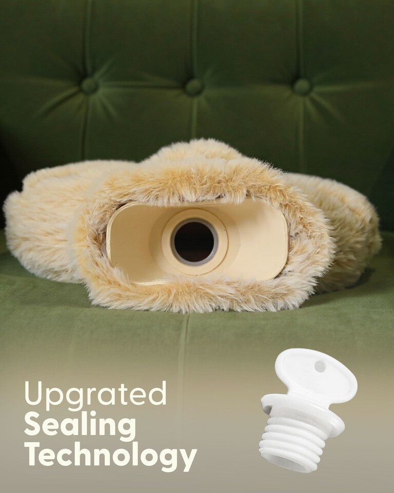 image 1 of Keplin Fluffy Faux Fur Hot Water Bottle 2 Litre with Hand Warming Cover
