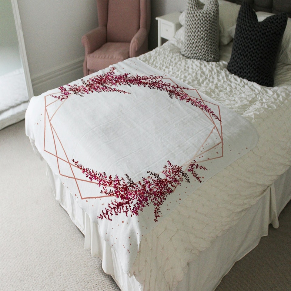 image 1 of Pink Flower And Geometric Shapes (Blanket)