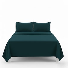 Easy Care Flat Bed Sheet Polycotton Durable Low Maintenance Bedding | Blue | Teal