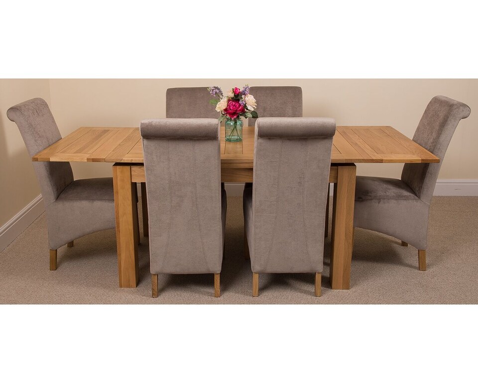 image 1 of Richmond 140-220cm Oak Extending Dining Table & 6 Montana Fabric Chairs | Grey | Grey