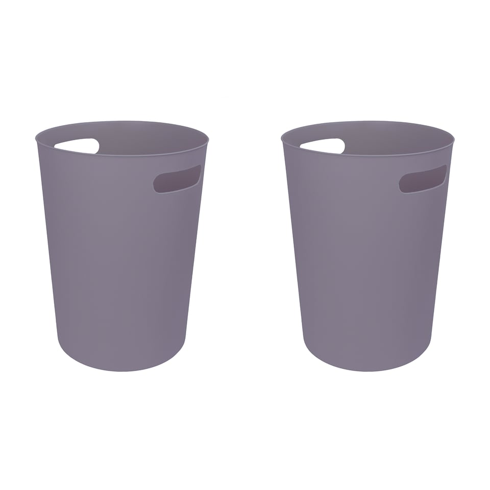 image 1 of JVL Modu Round Waste Bin 9.7L Set of 2 Bathroom Bedroom Office Amethyst