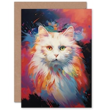 White Birman Lover Gift Pet Portrait Pastel Cat Art Card