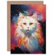 image 1 of White Birman Lover Gift Pet Portrait Pastel Cat Art Card