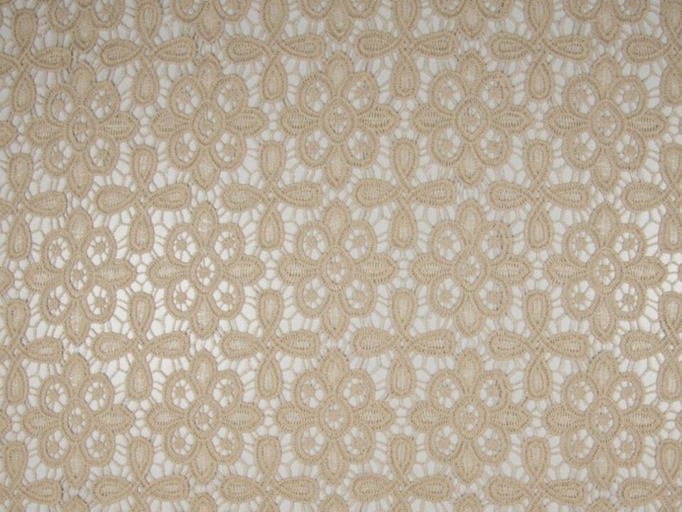 Beige Embroidered Lace Fabric for Dressmaking, 115cm / 45" Wide - per metre