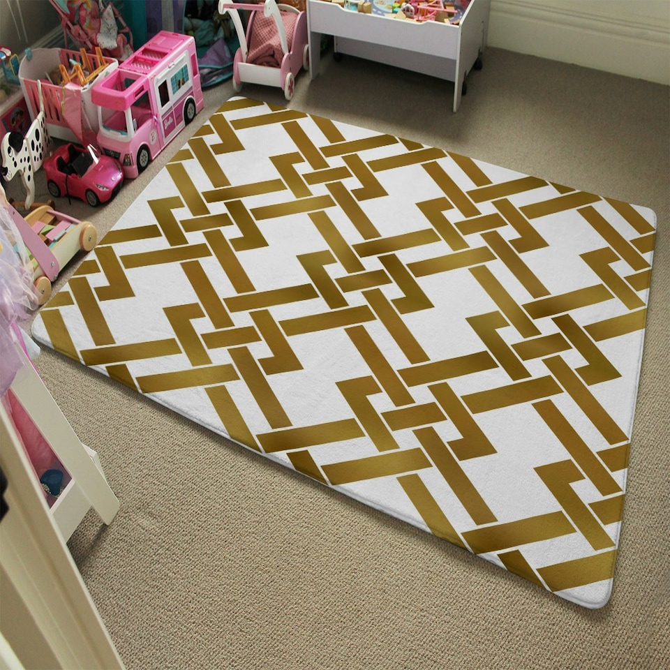 image 1 of Gold Geometric Chain (Rug) Gold | Small: 60x110cm