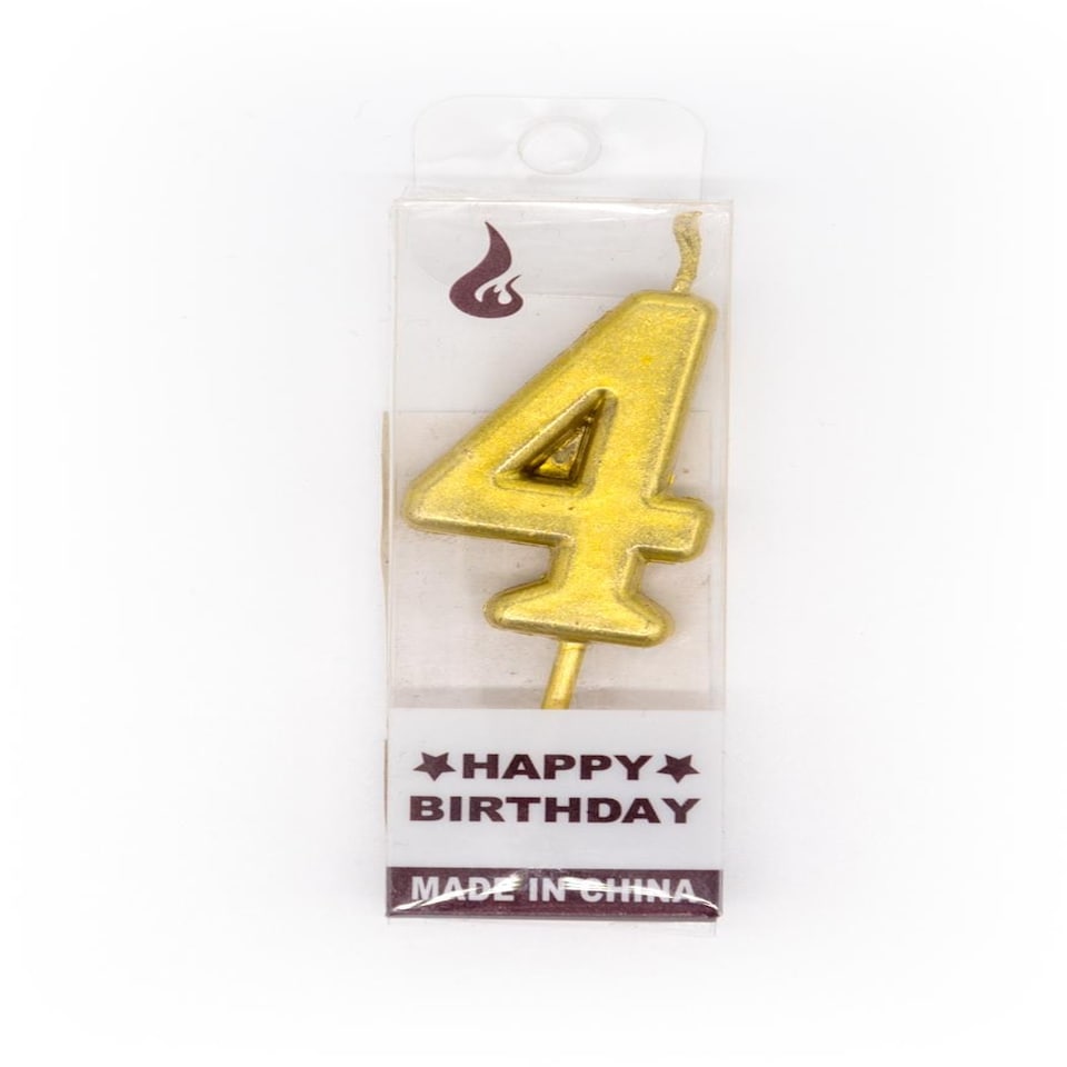 image 1 of Gold Number 4 Candle Gold