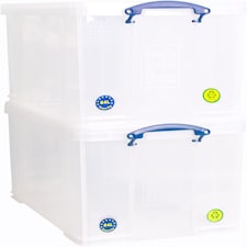 Really Useful Box Plastic Storage 84 Litre Clear (Pack Of 2)