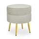 image 1 of Interiors by Premier Cream Velvet Round Footstool, Ottoman Small Footstool with Soft Upholstery, Velvet Pouffe for Home